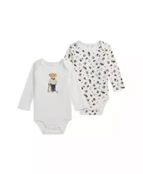 Хлопковое боди Baby Boys Bear, 2 шт Polo Ralph Lauren, слоновая кость/кремовый