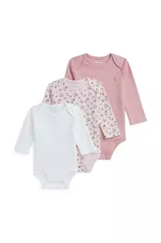 Хлопковое боди для малышей (3 шт.) Polo Ralph Lauren, розовый