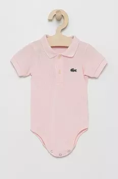 Хлопковое боди для новорожденных Lacoste, розовый