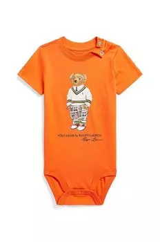 Хлопковое боди для новорожденных Polo Ralph Lauren, оранжевый