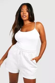 Хлопковое боди Plus с бретелями boohoo, белый