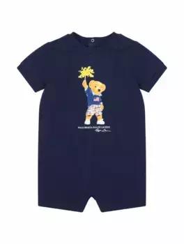 Хлопковое боди Polo Bear Ralph Lauren, тёмно-синий
