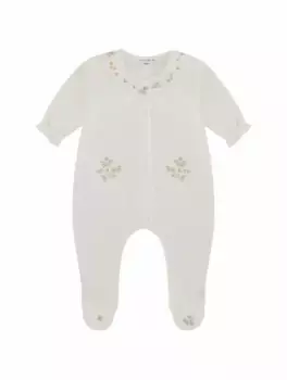 Хлопковое боди с цветочной вышивкой Tartine et Chocolat, белый