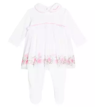 Хлопковое боди с цветочным декором для малышей Monnalisa, мультиколор