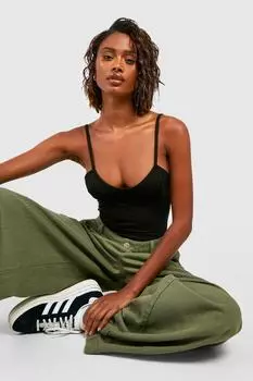 Хлопковое боди с корсетом boohoo, черный