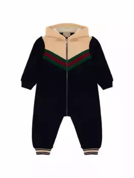 Хлопковое боди с лентой Web Gucci, мультиколор