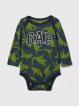 Хлопковое боди с логотипом Gap, зеленый