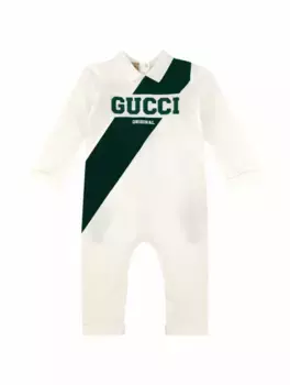 Хлопковое боди с логотипом Gucci, белый