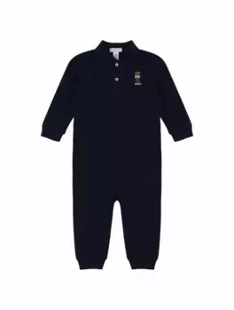 Хлопковое боди с логотипом Ralph Lauren, тёмно-синий