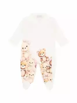 Хлопковое боди с принтом Monnalisa, белый