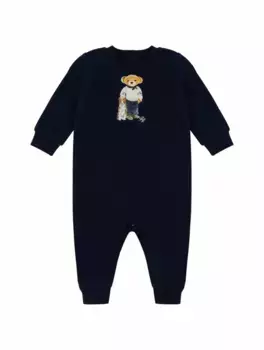 Хлопковое боди с принтом Ralph Lauren, тёмно-синий