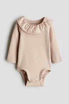 Хлопковое боди с воротником H&M, розовый