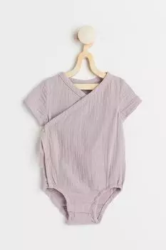 Хлопковое боди с запахом H&amp;M, светло-фиолетовый