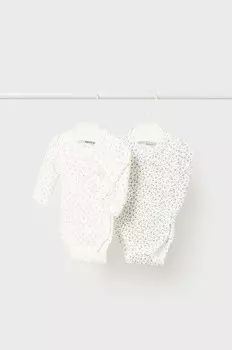 Хлопковое детское боди (2 шт.) Mayoral Newborn, бежевый