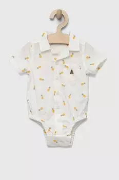 Хлопковое детское боди GAP, белый