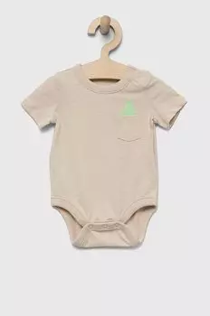 Хлопковое детское боди GAP, бежевый