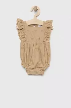 Хлопковое детское боди GAP, бежевый