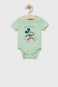 Хлопковое детское боди GAP x Disney, зеленый