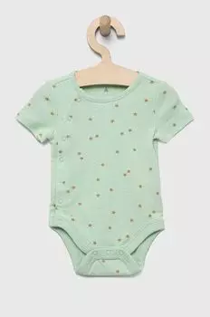 Хлопковое детское боди GAP, зеленый