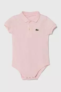 Хлопковое детское боди Lacoste, розовый