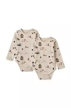 Хлопковое детское боди Liewood, 2 шт., бежевый