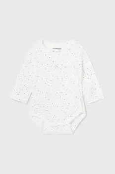 Хлопковое детское боди Mayoral Newborn, бежевый