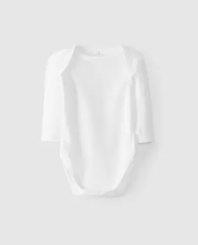 Хлопковое детское боди с длинными рукавами Laranjinha, белый