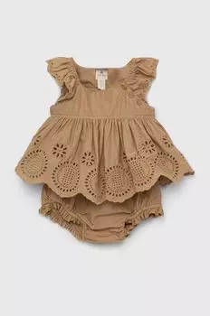 Хлопковое детское платье GAP, коричневый