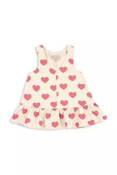 Хлопковое детское платье MAGOT DRESS GOTS Konges Sljd, бежевый