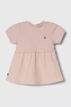 Хлопковое детское платье Tommy Hilfiger, розовый