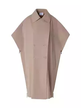Хлопковое двубортное пальто-кейп Akris Punto, бежевый