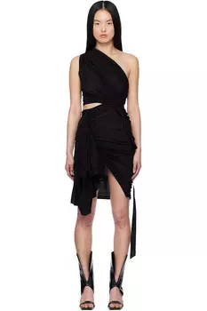 Хлопковое джерси из марли Hollywood в цвете туман мини-платье Rick Owens Drkshdw, черный