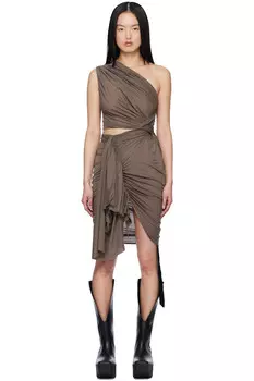 Хлопковое джерси из марли Hollywood в цвете туман мини-платье Rick Owens Drkshdw, цвет dust