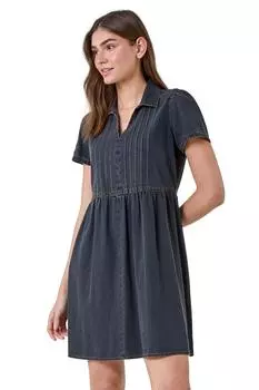 Хлопковое джинсовое платье с воротником Roman, черный