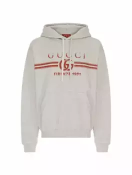Хлопковое худи Double G Gucci, серый