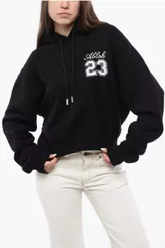 Хлопковое худи Off-White Contrast Embroidery, черный