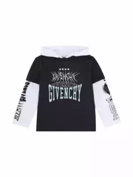 Хлопковое худи с эффектом многослойности Givenchy, мультиколор