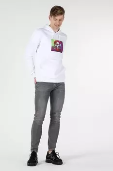 Хлопковое худи с фигурным узором Colin'S, белый