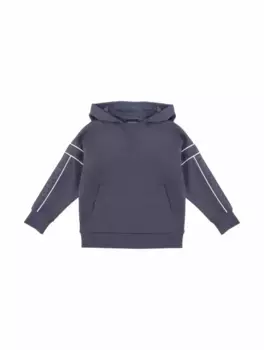 Хлопковое худи с лампасами EMPORIO ARMANI, тёмно-синий