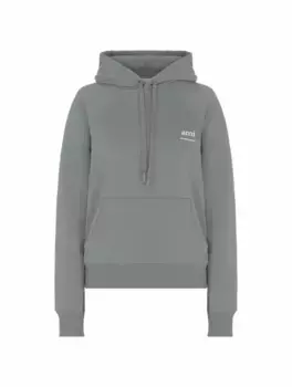 Хлопковое худи с логотипом AMI PARIS, зелёный
