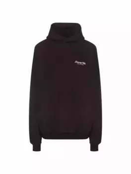 Хлопковое худи с логотипом Balenciaga, черный