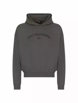Хлопковое худи с логотипом Dolce&Gabbana, серый