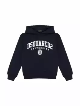 Хлопковое худи с логотипом Dsquared2, тёмно-синий