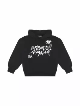 Хлопковое худи с логотипом EMPORIO ARMANI, черный