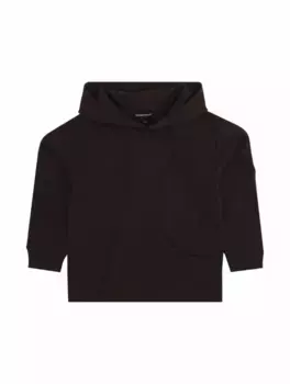 Хлопковое худи с логотипом EMPORIO ARMANI, коричневый