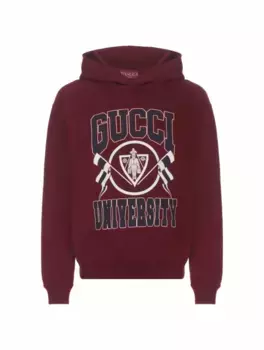 Хлопковое худи с логотипом Gucci, бордовый