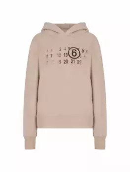 Хлопковое худи с логотипом MM6 MAISON MARGIELA, бежевый