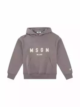 Хлопковое худи с логотипом MSGM, серый