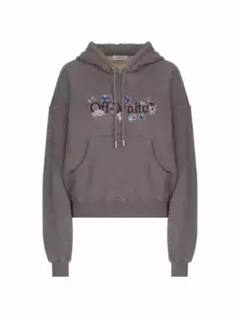 Хлопковое худи с логотипом Off-White, серый