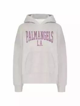 Хлопковое худи с логотипом Palm Angels, серый